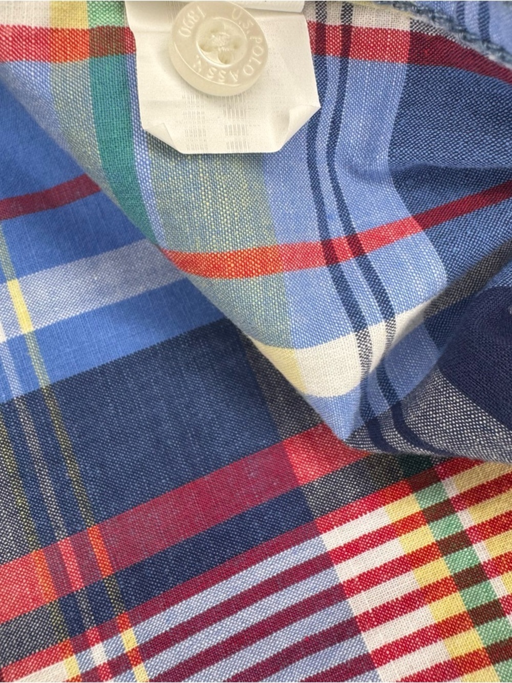 U.S. Polo Assn Plaid Shirt Dress M Blue Red Yellow Belted Button Front NWOT - Picture 12 of 12